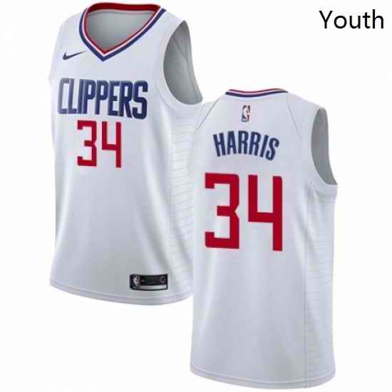 Youth Nike Los Angeles Clippers 34 Tobias Harris Authentic White NBA Jersey Association Edition